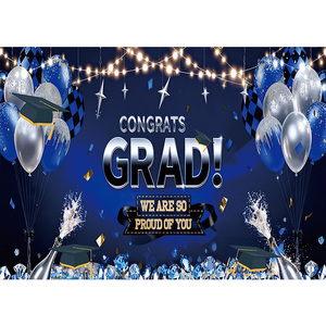 Fundo Fotográfico Personalizável para Formatura Dourado e Azul com Chapéu de Formatura - Cenário para Fotos de Formatura e Banner de Festa - Product Image 5