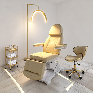 Cama de Masaje Facial Eléctrica de Lujo para Spa, Salón de Belleza, <span class=keywords><strong>Hotel</strong></span> y Dormitorio, Plegable con Patas y Respaldo Ajustables - Product Image 1