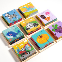 Jouets en bois Montessori PP TOYS, blocs d'animaux 3D à six faces, 9 pièces, unisexe, enfants (4-6 ans), jouet éducatif d'apprentissage précoce