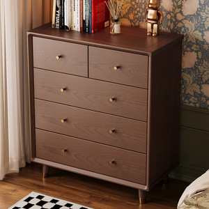 French Style Solid Wood Five <b>Drawer</b> Chest Dresser For Living Room Bedroom Storage Cabinet - Product Image 4