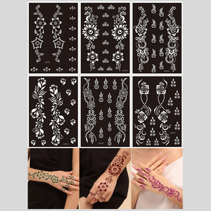 Vente en gros OEM nouveaux autocollants de tatouage au henné corps bras peint à la main maquillage étanche luxe temporaire tatouages <span class=keywords><strong>pochoir</strong></span> vente en gros - Product Image 4