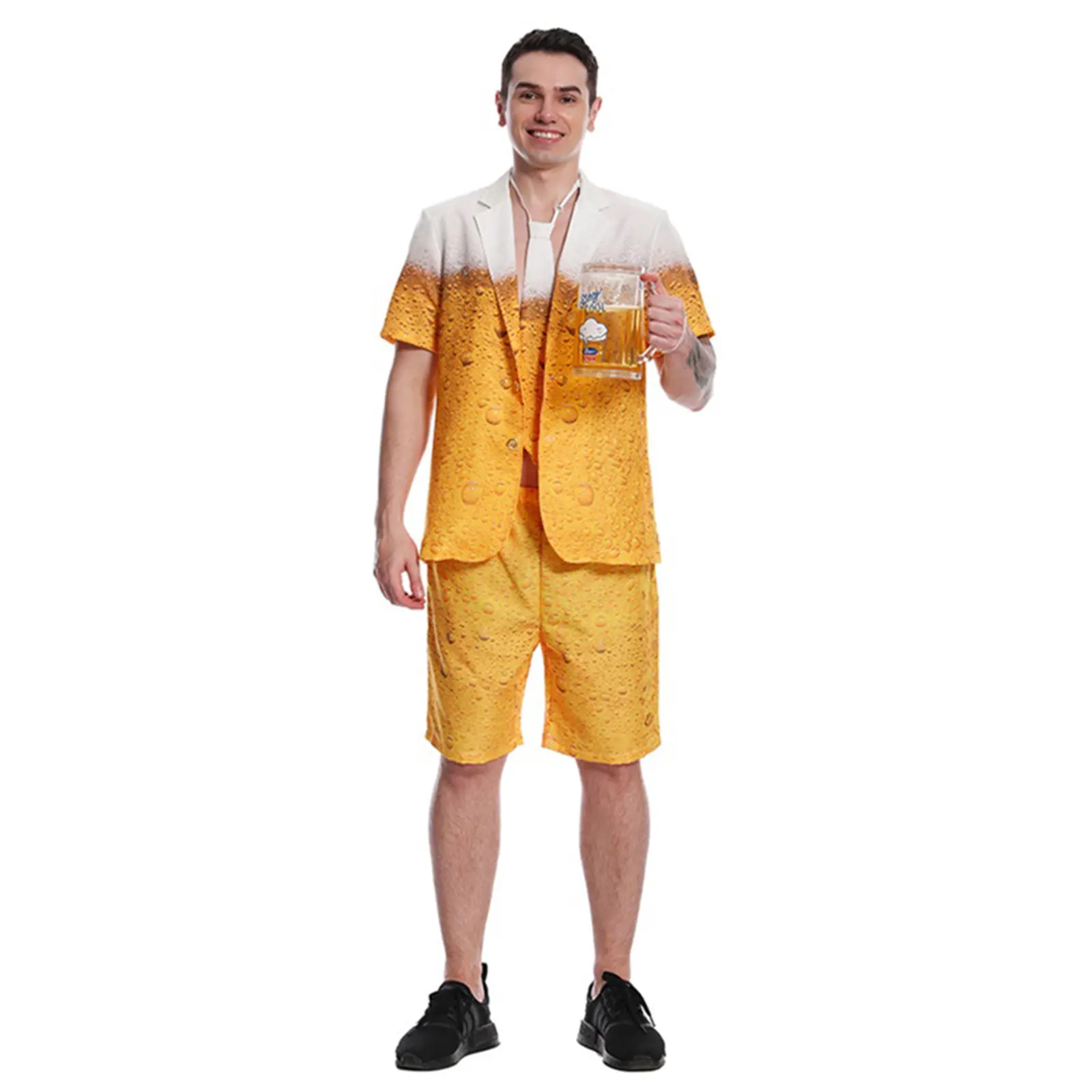 Funmular Oktoberfest Anzug für Männer Bier Kostüm Bier T-Shirt für Halloween Cosplay Karneval Karneval