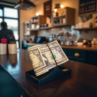 Boshiho - Cartera Corta Bifold Vintage de Cuero Genuino con Bloqueo RFID, Estampado de Billete de 100 Dólares, Multifuncional, Organizador de Tarjetas de Crédito