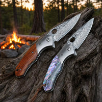 Couteau de poche Damas, couteau pliant personnalisé, couteau tactique de chasse, de camping et de survie, manche en bois/coquille, outil EDC BS305