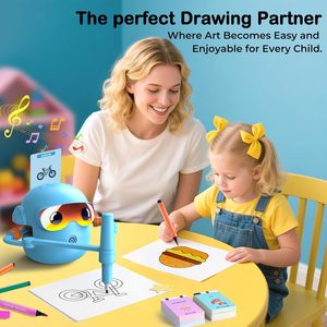 Robot de Dibujo Montessori, Juguete Educativo para Niños de 3 a 8 Años, Interactivo por Voz, 100 Tarjetas, 16 Rotuladores, Música, Regalo Unisex, PP/Tela No Tejida - Product Image 5