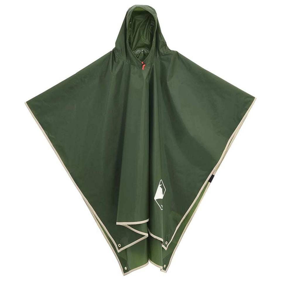 W2B VidaXL Green Rain for Poncho with Hood 2-in-1 Design XL Size Waterproof and Windproof Reusable for Climbing