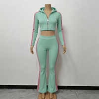 Ensemble de survêtement 2 pièces pour femme avec veste zippée et pantalon évasé, style Y2K, survêtement de jogging, logo personnalisé, vente en gros, ensembles de vêtements de sport pour la gym