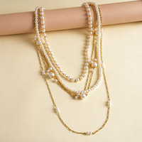 Collier empilable multicouche en perles de verre rétro Kaimei, chaîne de luxe pour femme, bijoux en perles superposées