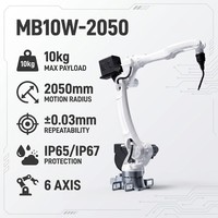 Bras de robot de soudage industriel à grande vitesse, charge utile de 10 kg, portée de 2050 mm, bras robotisé à 6 axes pour l'automatisation précise du soudage à l'arc