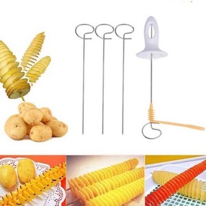 Cortador de patatas en espiral Tornado de acero inoxidable, cortador Manual de verduras con manivela, cortador de patatas en espiral - Product Image 4