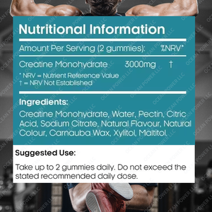 Gomitas de Creatina Monohidratada con Sabor al por Mayor OEM, Suplemento para el Crecimiento Muscular, Pre-Entrenamiento, Gomitas de Creatina de 3000 mg - Product Image 3