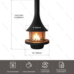 CRUISE Villa Decoración Techo Montado Colgando Independiente Estufa <span class=keywords><strong>de</strong></span> <span class=keywords><strong>leña</strong></span> Calefacción doméstica 900-1100-3300mm Chimenea suspendida - Product Image 4