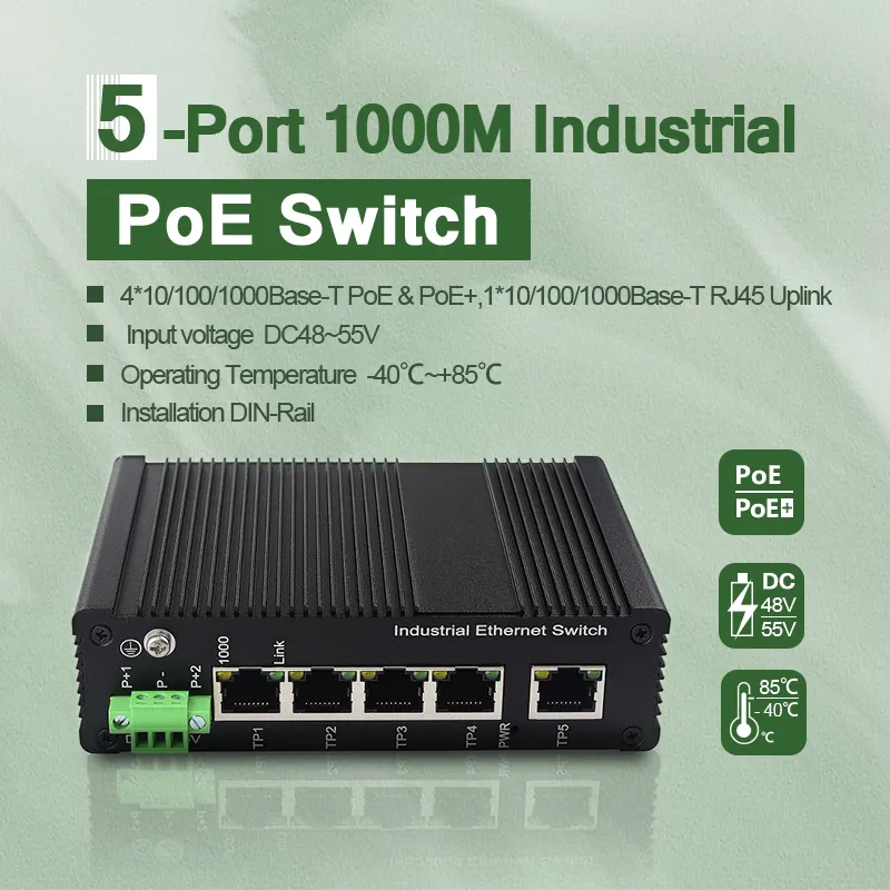 10/100/1000Mbps Gigabit Netwerk Ethernet Switch 5 Poort Industriële Switch Din Rail