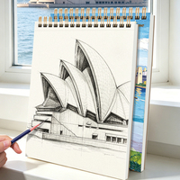 Cuaderno de Artista Personalizado con Tapa Dura Estilo Pintura al Óleo Vintage, Bloc de Dibujo Grande con Encuadernación Superior para Dibujos Detallados de Paisajes