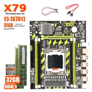 XEON E5 2670 V2 2*16GB ile X79 anakart = 32GB <span class=keywords><strong>DDR3</strong></span> 1066 REG ECC <span class=keywords><strong>RAM</strong></span> bellek Combo Kit Set NVME SATA sunucu - Product Image 1