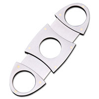 Cercle de poche en acier inoxydable argenté Double lame Accessoires pour fumeurs Petit coupe-cigare