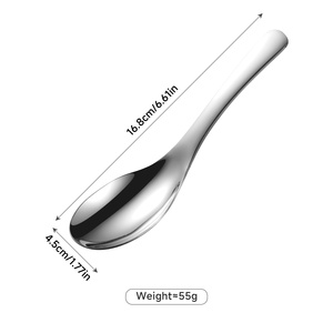Ensemble <span class=keywords><strong>de</strong></span> cuillères à soupe en acier inoxydable finition miroir, robustes, à manche court, style asiatique, pour ramen, riz, thé, café, dessert, vaisselle - Product Image 6