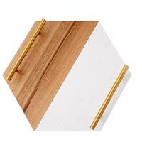 Plateau de service et sous-plats en marbre moderne de luxe, forme hexagonale, épaisseur 1,3 cm, pour bijoux, desserts, décoration de la maison