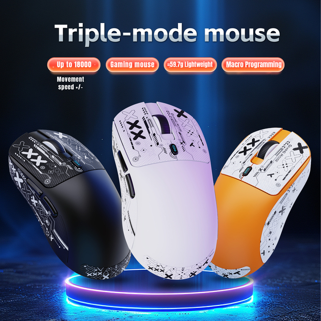 2025 New HXSJ T68Pro Tri Mode Optical Mouse Lightweight 500mAh Rechargeable Right 3D DIY Sticker for PC Gaming Office Use