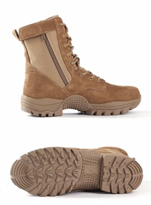Bottes tactiques de combat pour hommes, légères et résistantes à l'usure, avec fermeture éclair latérale, pour la randonnée en extérieur, couleur sable, modèle Chili, vente en gros - Product Image 5
