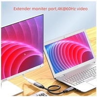 Câble d'extension USB 3.2 C DFX 0,5 m 20 Gbit/s 100 W Charge haute vitesse Mâle-Femelle Câble tressé E-Marker Hub Station d'accueil Téléphone portable