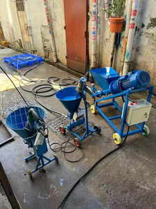 Pompe à mortier portable bleue avec moteur et trémie pour machine à projeter le mortier - Product Image 2