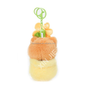 Portachiavi Personalizzato a Forma <span class=keywords><strong>di</strong></span> Orsetto con Fiore, Design Carino, Morbido, in Peluche, con Icona Personalizzabile - Product Image 2