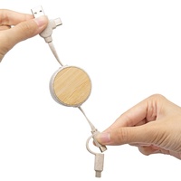 Câble de charge USB AiAude breveté en bambou et paille de blé, 4 en 1, multi-chargeur de téléphone, câble Micro USB, 2 Type C, 8 broches USB