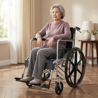 Fauteuil roulant manuel pliable portable avec fonction de toilette pour personnes âgées et handicapées, pour la maison et les voyages