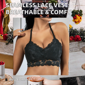 Top de encaje fino sin costuras para mujer, sin aros, cómodo y transpirable, con diseño de tiras en la parte superior. - Product Image 2