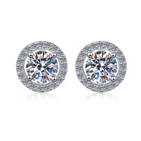 Perhiasan Grosir Perak Sterling S925 Potongan Bulat Bersertifikat GRA 0.3&0.5&1&2&3Ct VVs1 Anting Stud Moissanite untuk Wanita Pria