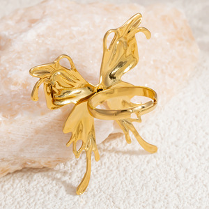 Bague papillon en acier inoxydable, ouverte, pour l'index, bijou fantaisie, accessoire de fête pour femme - Product Image 3