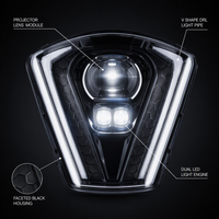 Phare de moto Z06 LED Projecteur en V DRL Fumé – Remplacement de lampe avant pour moto et scooter – Amélioration