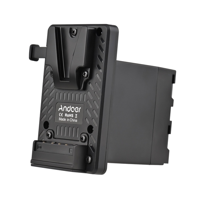 Andoer V-Lock V Mount Battery Plate to NP-F Dummy Battery Adapter Built-in Battery Decode Chip Replacement Adapter