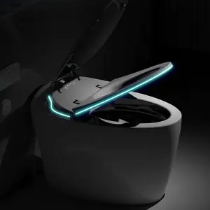 חדש אוטומטי שטיפה חכם אסלה חד-חלקי שירותים מנורת לילה צמודה רצפה קערה מוארכת חכם חדר אמבטיה חומר קרמי