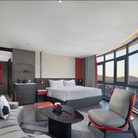 Ensemble de meubles de chambre à coucher d'hôtel en bois massif moderne, tailles personnalisées, garantie de 3 à 5 ans pour les appartements, les villas, les hôtels 3 à 5 étoiles, usage commercial
