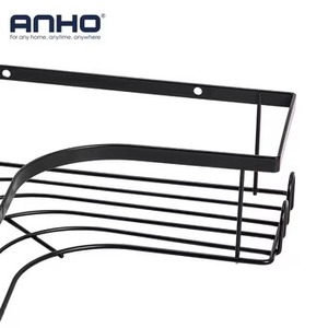 Juego de estantes de esquina para ducha de hierro negro montado en la pared con gancho lateral, organizador de artículos de tocador para el hogar, hotel y baño - Product Image 5