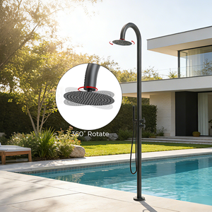 <span class=keywords><strong>Colonne</strong></span> de douche sur pied en acier inoxydable brossé, mitigeur eau froide et chaude, 2 fonctions (pluie et massage), <span class=keywords><strong>robinet</strong></span> de douche pour piscine extérieure - Product Image 4