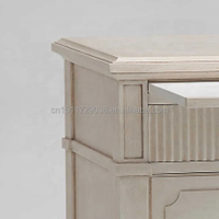 Table de chevet de style français personnalisée en bois massif antique pour chambre à coucher