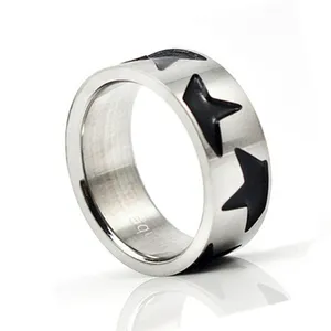 mix color Casual Enamel Black Star Rings for Women Men Lovely Star Paved Jewelry Design Young Ladies Jewellery Simple