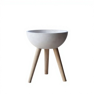 Maceta Moderna Ecológica <span class=keywords><strong>de</strong></span> Fibra <span class=keywords><strong>de</strong></span> Arcilla con Patas <span class=keywords><strong>de</strong></span> Madera para Comedor/Oficina/Hall, Ideal para Hoteles - Product Image 5