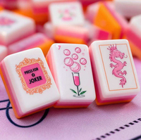Mahjong de luxe sculpté en acrylique à 7 couches, motif personnalisé Walk With Me, 160 pièces, tuiles de mahjong américaines orange