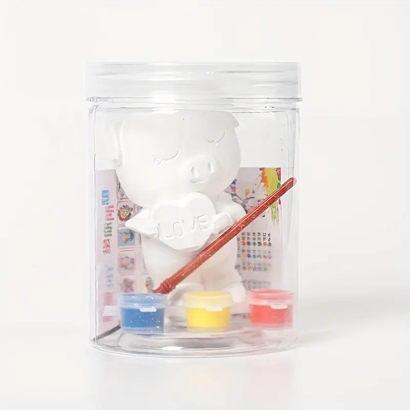 Kit de bonecas de gesso pintadas à mão DIY com balde para colorir - conjunto criativo de artesanato para crianças