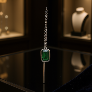 Pendientes de Oro Blanco con Corte Esmeralda, Plata 925, Engaste de Bisel, Geométricos, Minimalistas, para Uso Diario de Mujer - Product Image 2