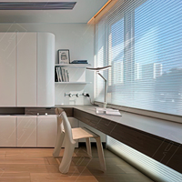 Étagère à livres en bois moderne, écologique et durable, avec bureau d'étude monobloc et support mural pour le rangement à domicile ou au bureau