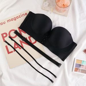 Soutien-gorge femme Asie du Sud-Est, fin tricoté, bonnet 3/4, fermeture avant, uni, respirant, push-up pour petite <span class=keywords><strong>poitrine</strong></span>, sans couture, sans armatures - Product Image 4