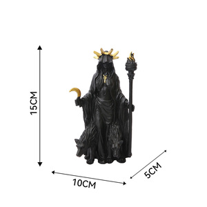 Set di Statue in Resina di Deesse Mitologiche Maestose, Stile Nero e Oro, Statuette di Streghe per Altare, Tavolo e Decorazione Domestica - Product Image 6