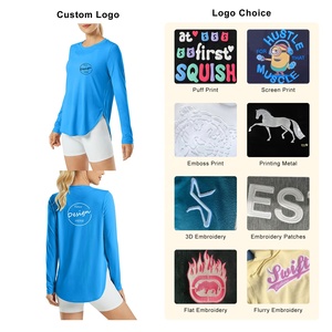 Femmes Basics <span class=keywords><strong>T</strong></span>-shirts À Manches Longues D'entraînement Soleil Chemise En Plein Air Gym Randonnée Tops Séchage Rapide Léger Personnalisé Sérigraphie Logo - Product Image 5