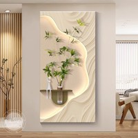 Haute qualité élégant abstrait LED murale Double couche grès Texture éclairage décoration murale suspendu Vase accessoires peinture