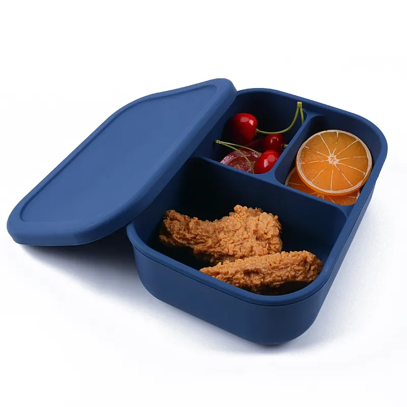 Offre Spéciale Rectangle de Qualité Alimentaire Silicone Sans BPA Déjeuner Bento Boîte Silicone Boîte À Lunch Ensemble Alimentaire Boîtes De Rangement Et bacs